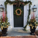 holiday-decorating-front-door-decor-planters-evergreens-wreath